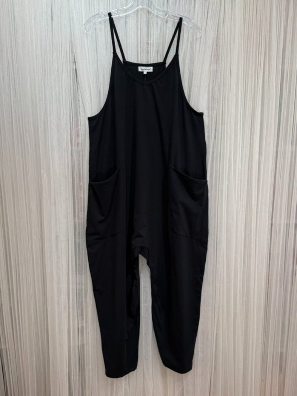 NWT Motherhood Maternity Baggy Jumpsuit Medium Black Nursing Friendly Cotton